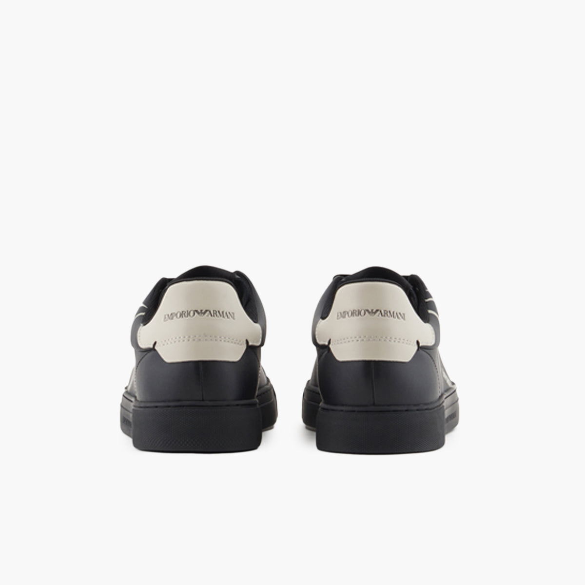 Emporio Armani Soft Leather Round Toe Sneaker With Contrast Eagle Logo | LEVISONS