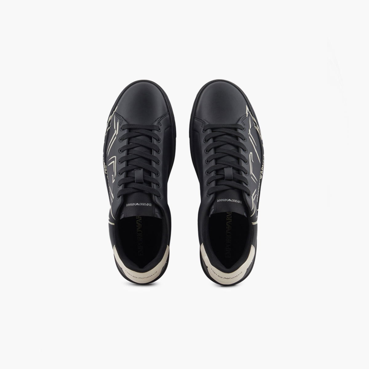 Emporio Armani Soft Leather Round Toe Sneaker With Contrast Eagle Logo | LEVISONS