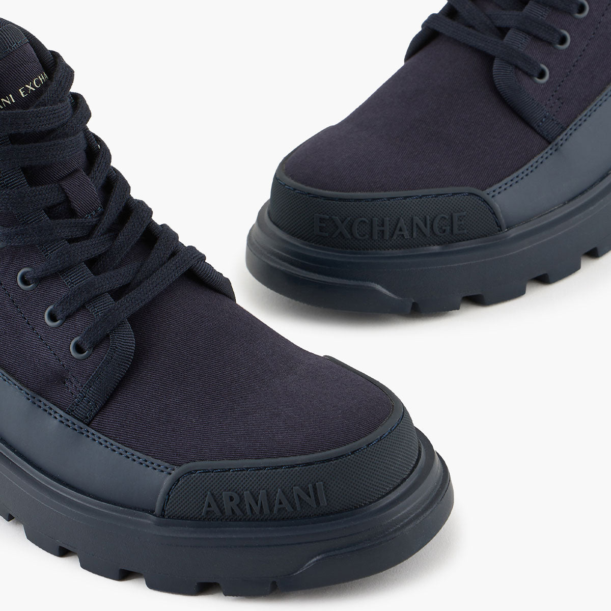 Armani Exchange Cotton Round Toe Branded Logo Boots | LEVISONS