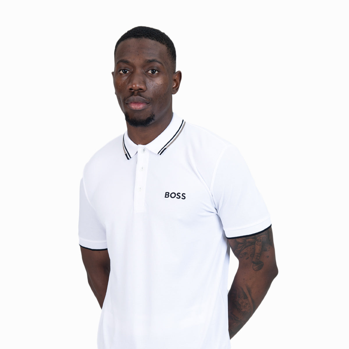 BOSS Green Cotton-Blend Polo Shirt With Contrast Logos | LEVISONS