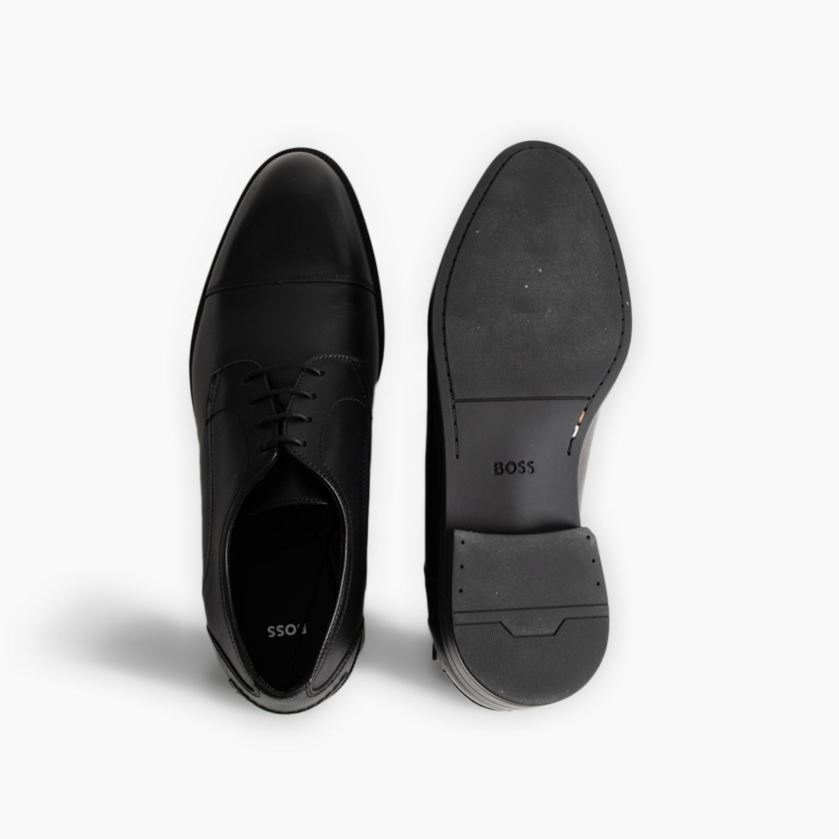 BOSS Black Leather Derby Shoes With Double Stitching | LEVISONS