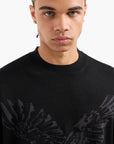 Armani Exchange Regular Fit Wool Crewneck Pullover With Embroidered Macro Eagle | LEVISONS