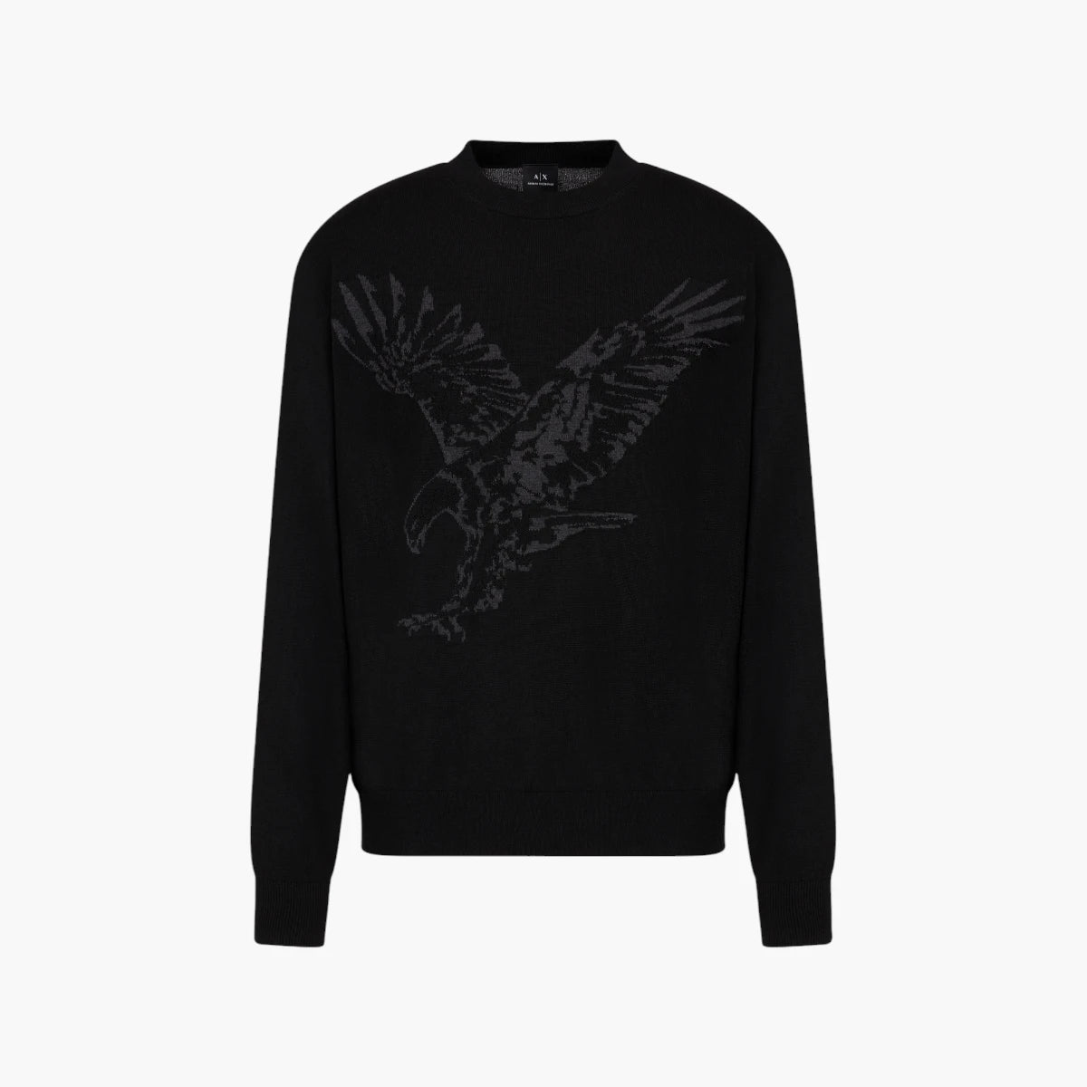 Armani Exchange Regular Fit Wool Crewneck Pullover With Embroidered Macro Eagle | LEVISONS