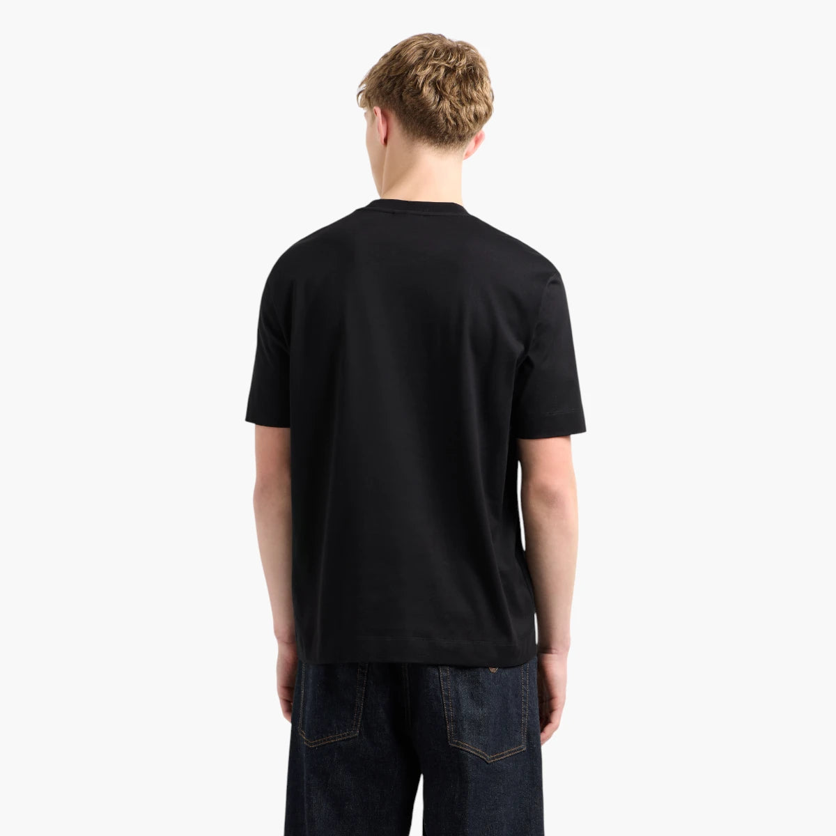 Emporio Armani Regular Fit Cotton Crewneck Asv T-Shirt With Flocked Eagle Logo | LEVISONS