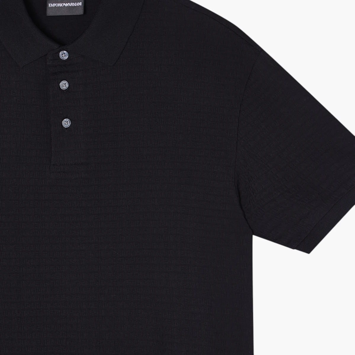 Emporio Armani All-Over Logo Cotton Jacquard Polo Shirt | LEVISONS
