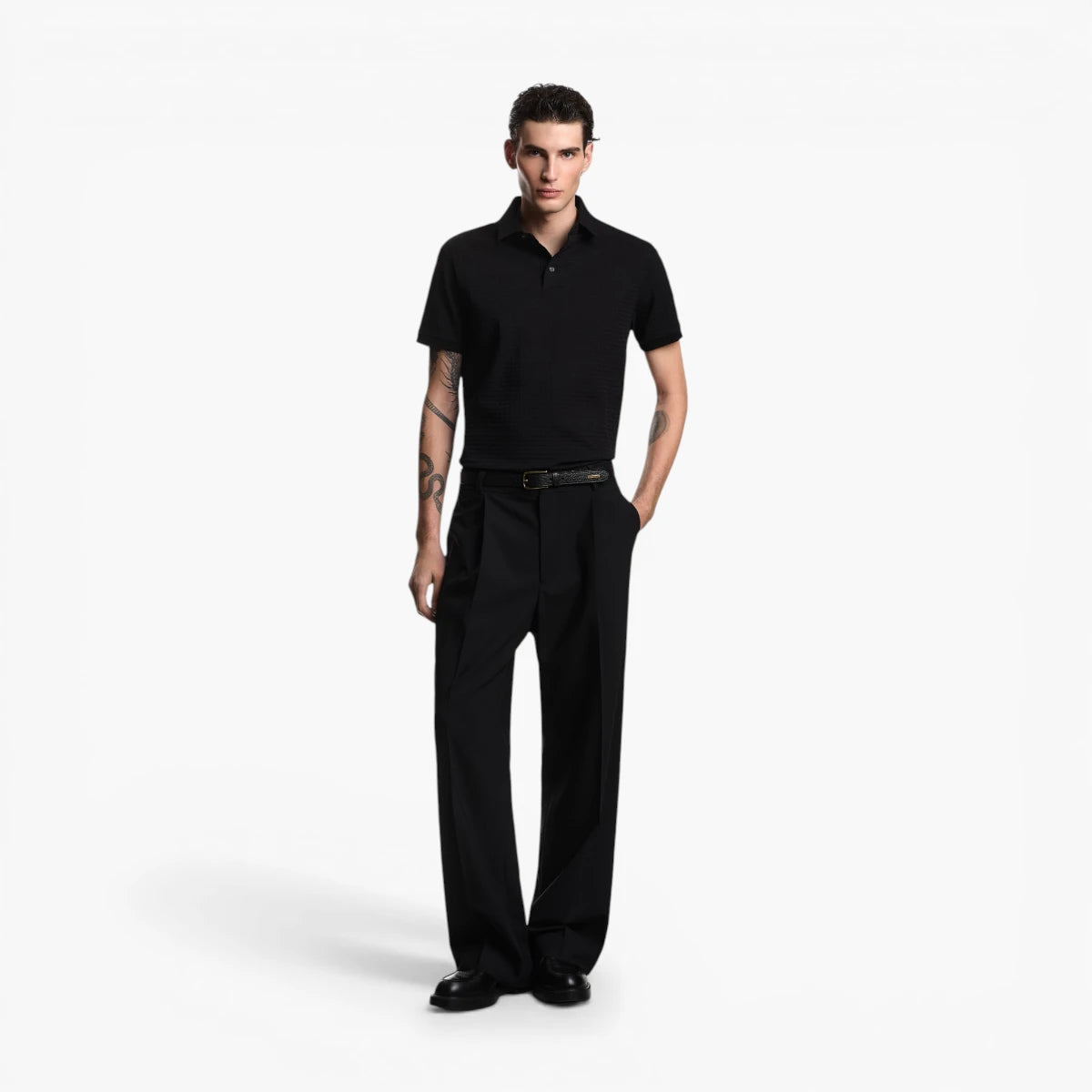 Emporio Armani All-Over Logo Cotton Jacquard Polo Shirt | LEVISONS