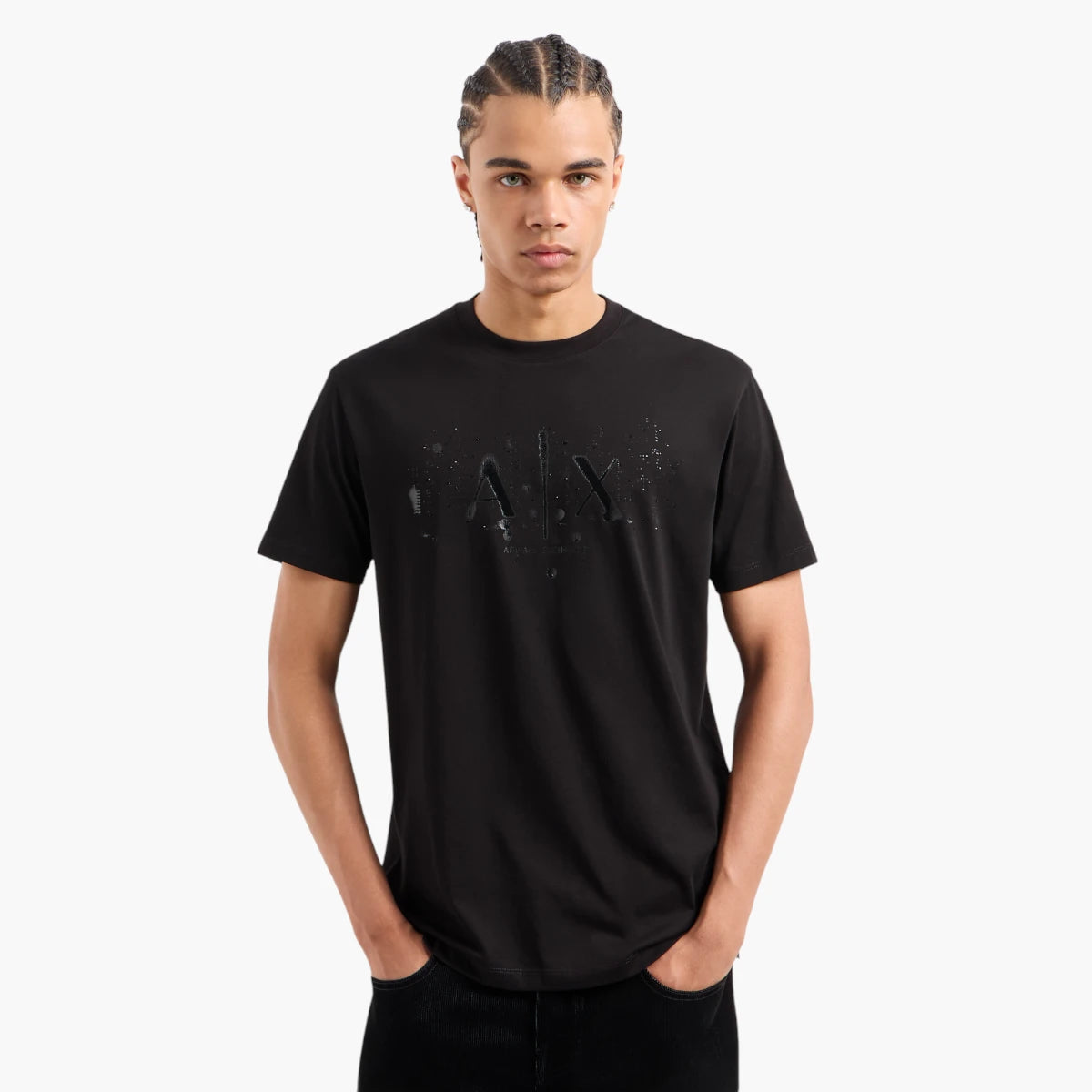Armani Exchange Regular Fit Cotton Crewneck T-Shirt With Monochromatic Branding | LEVISONS