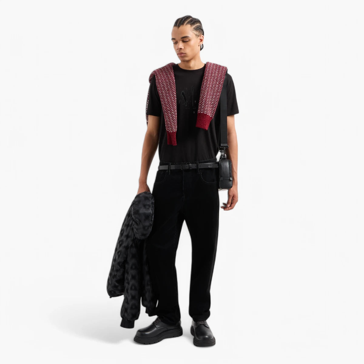 Armani Exchange Regular Fit Cotton Crewneck T-Shirt With Monochromatic Branding | LEVISONS