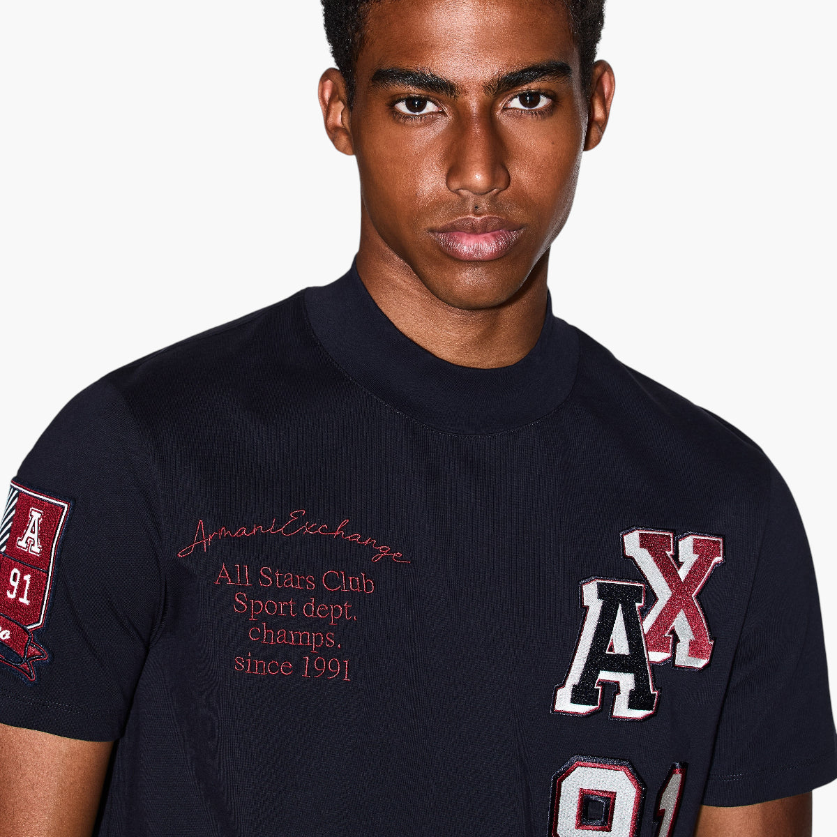 Armani Exchange Regular Fit Cotton Crewneck T-Shirt With Multi Logo Design | LEVISONS