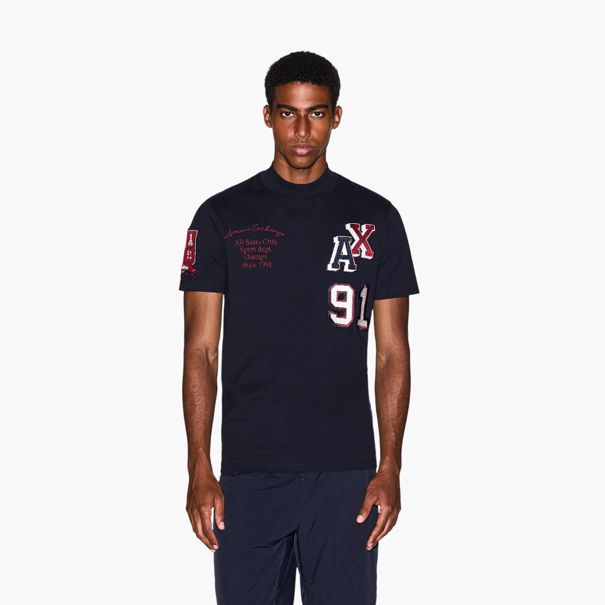 Armani Exchange Regular Fit Cotton Crewneck T-Shirt With Multi Logo Design | LEVISONS