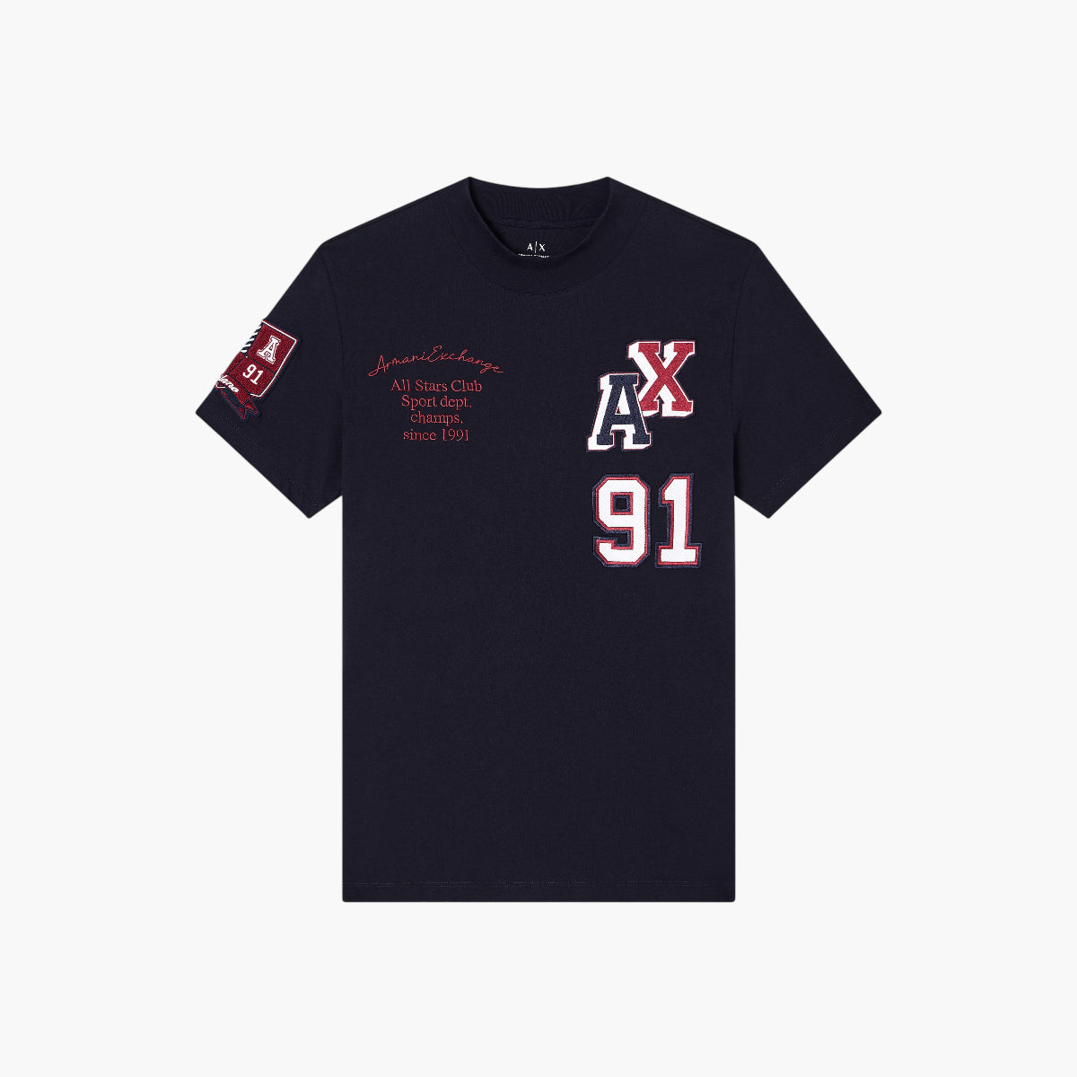 Armani Exchange Regular Fit Cotton Crewneck T-Shirt With Multi Logo Design | LEVISONS