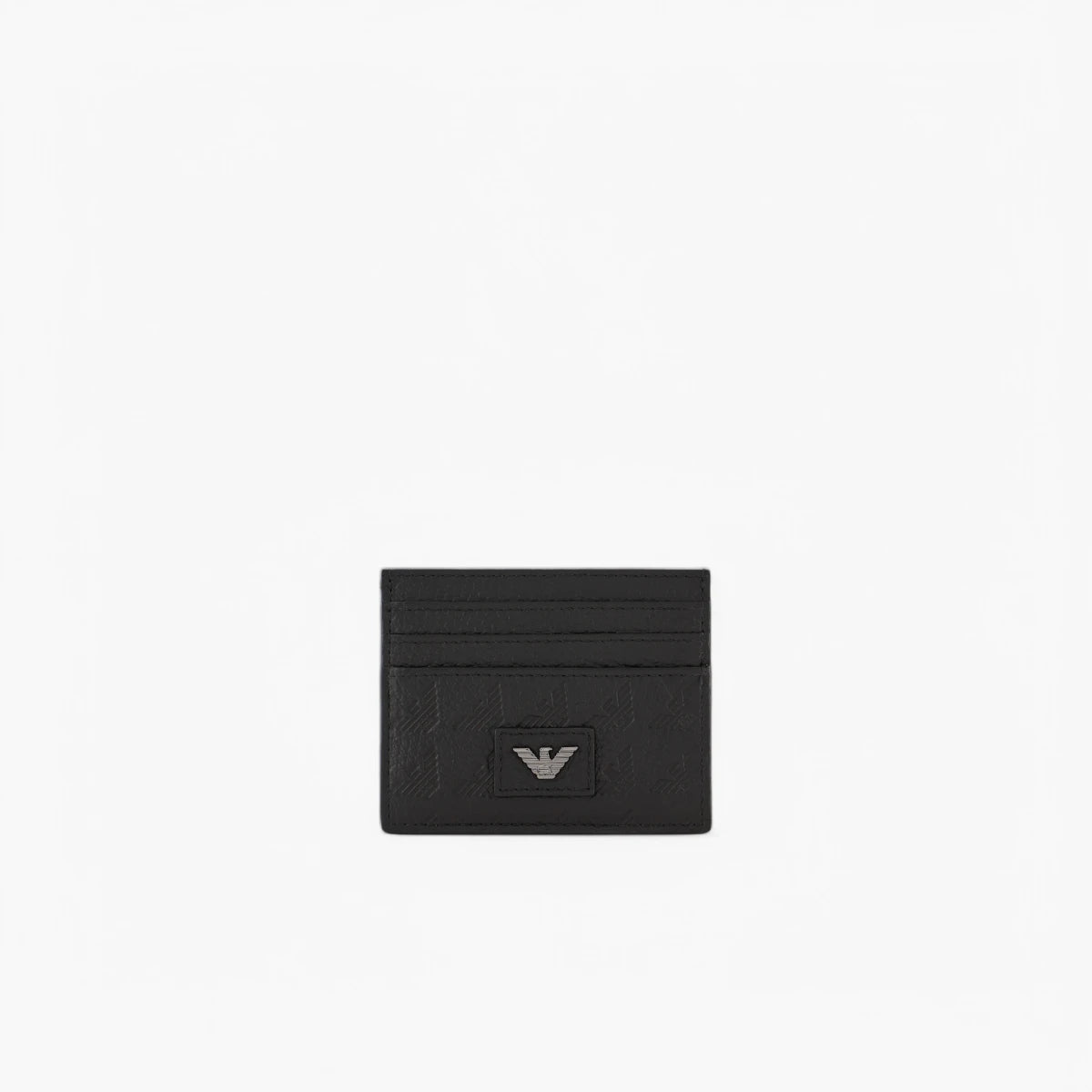 Emporio Armani Embossed All Ove Logo Leather Card Holder With Logo Plaque | LEVISONS