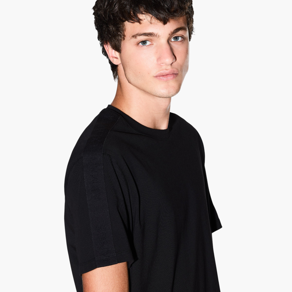 Armani Exchange Regular Fit Cotton Crewneck T-Shirt With Monochromatic Logo Tape | LEVISONS