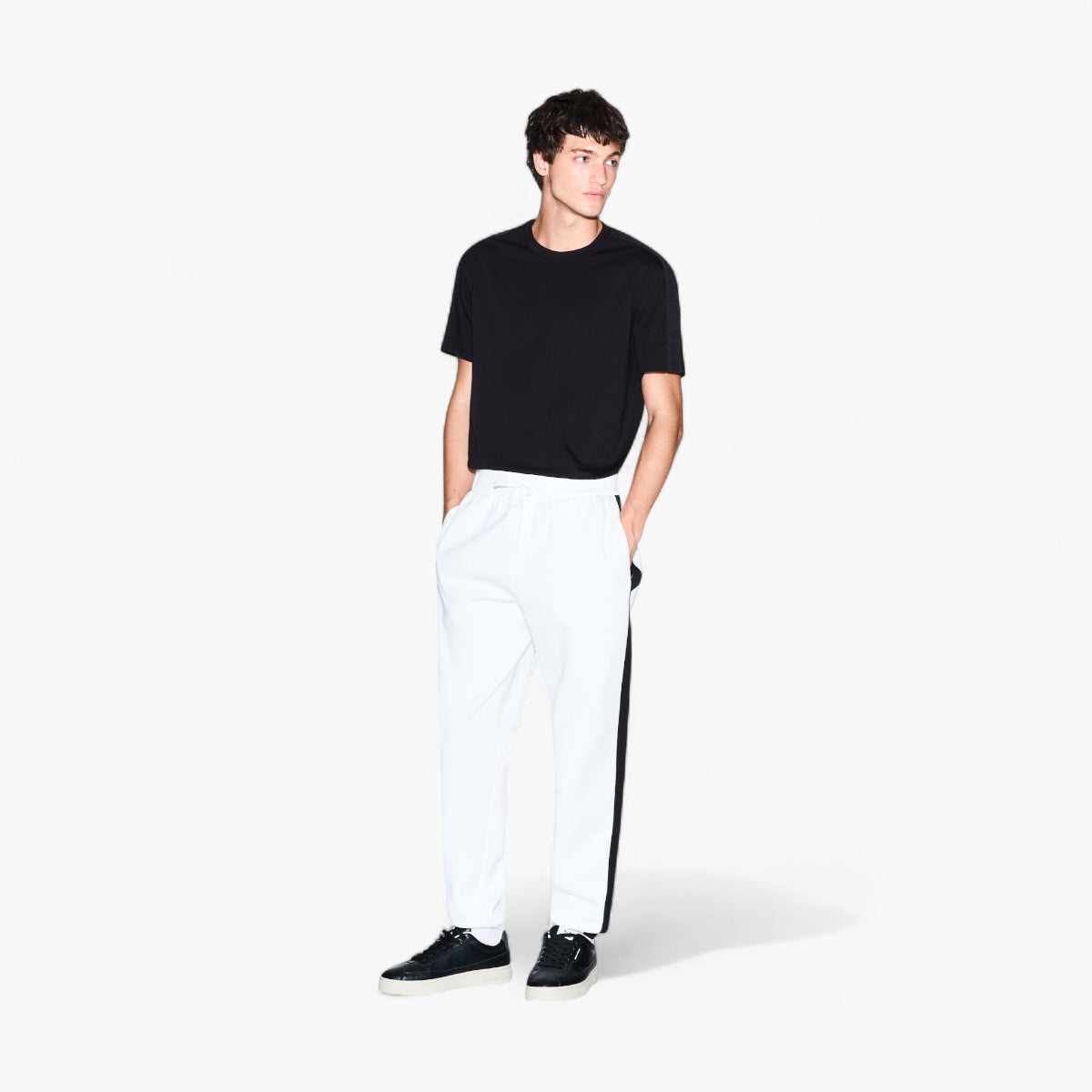 Armani Exchange Regular Fit Cotton Crewneck T-Shirt With Monochromatic Logo Tape | LEVISONS