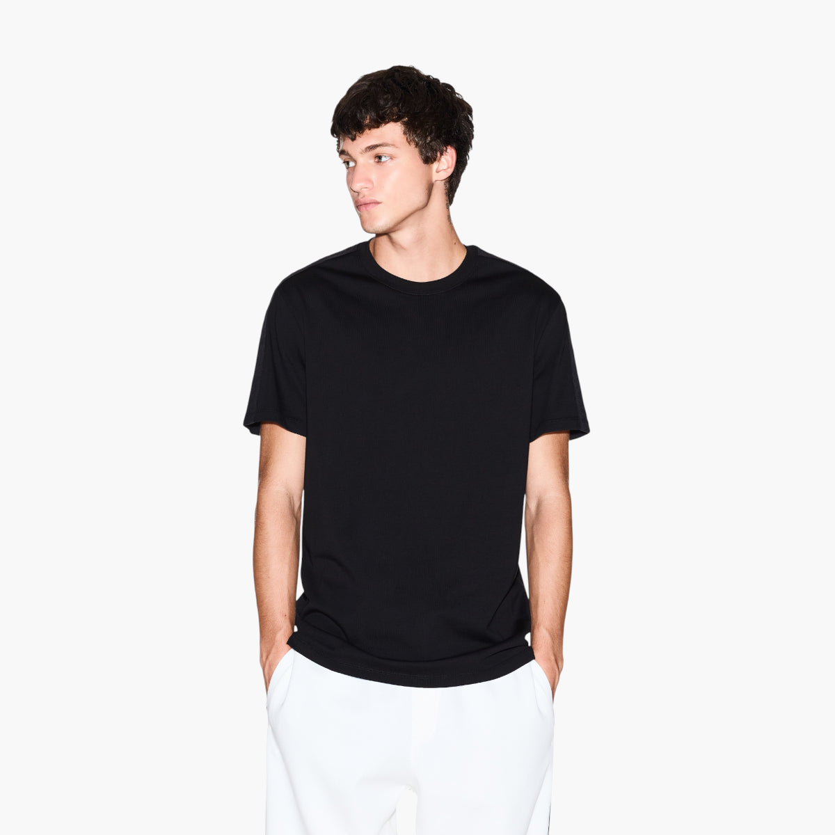 Armani Exchange Regular Fit Cotton Crewneck T-Shirt With Monochromatic Logo Tape | LEVISONS