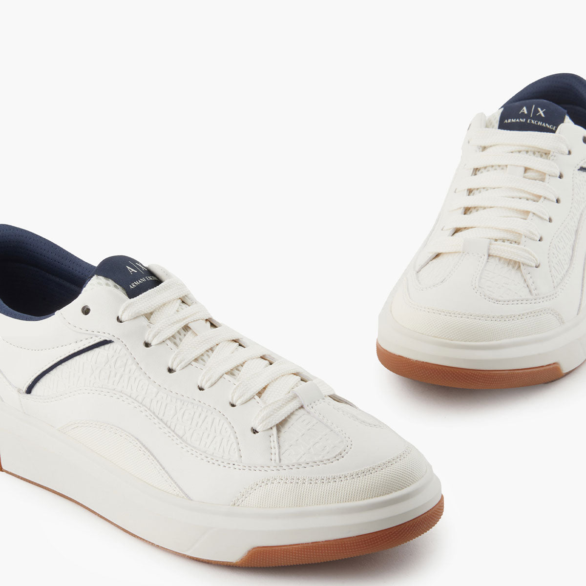 Armani Exchange Embossed Branding Round Toeline Sneakers | LEVISONS