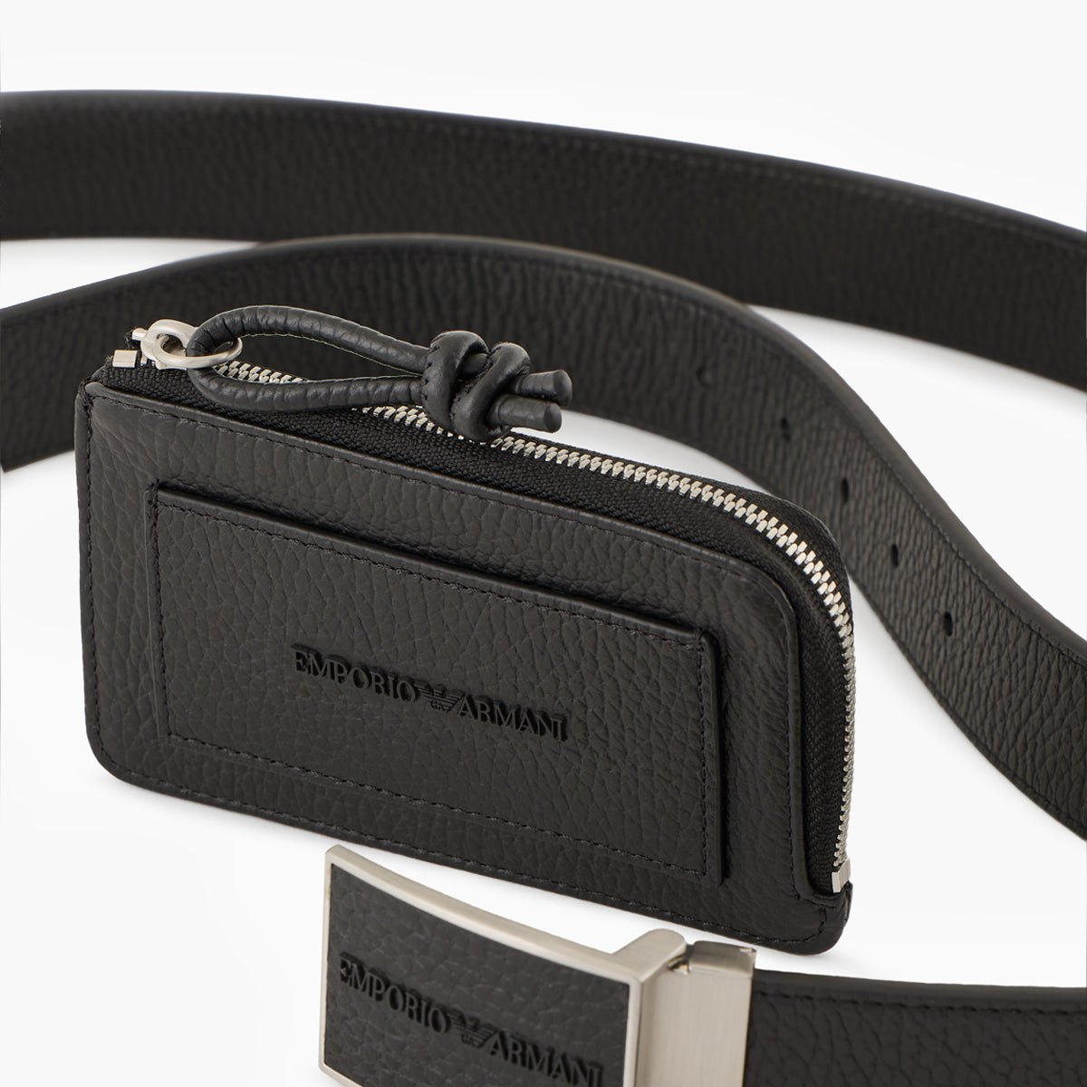 Emporio Armani Leather Belt And Card Holder Set | LEVISONS