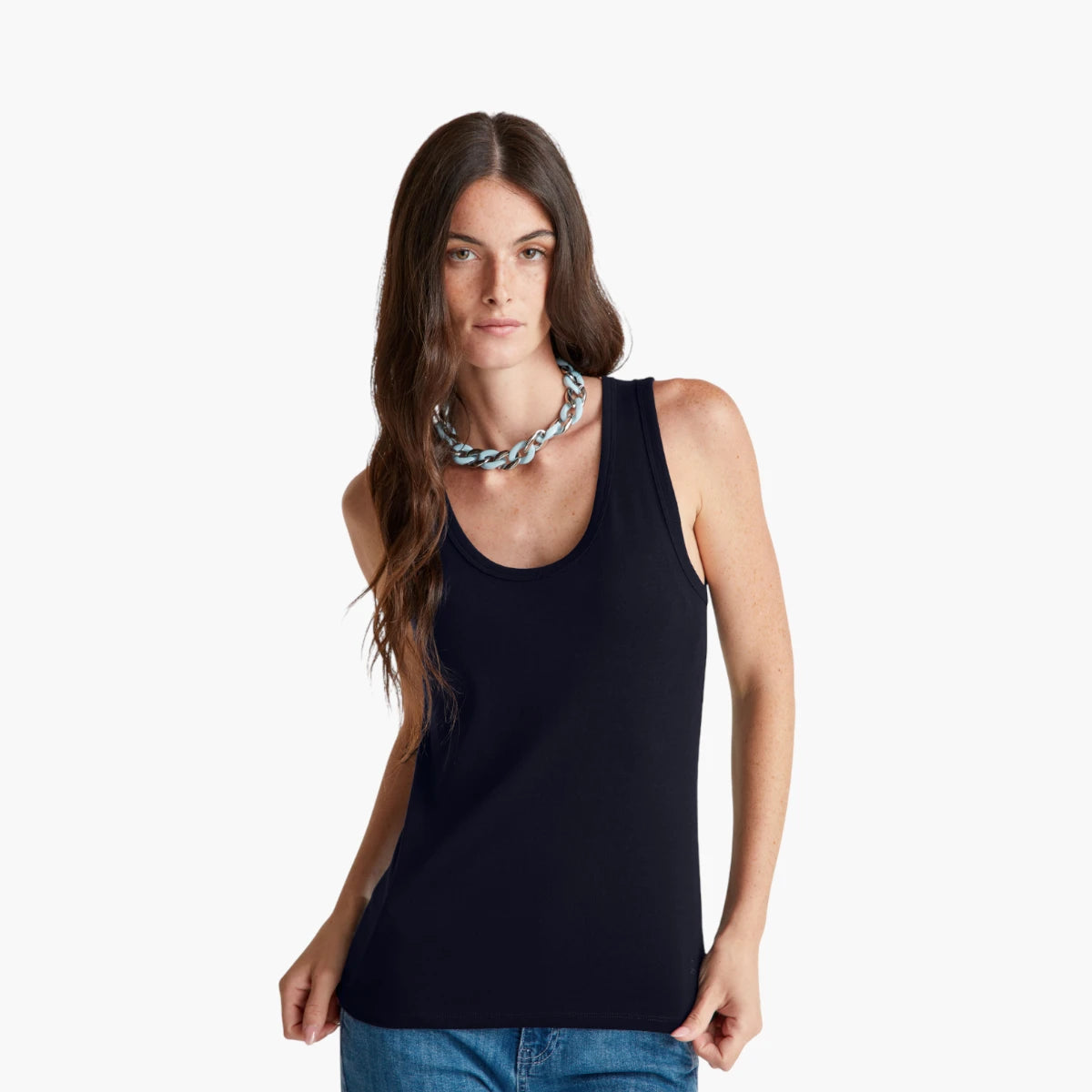 United Colors Of Benetton Woman Dark Blue Tank Top In Pure Cotton | LEVISONS