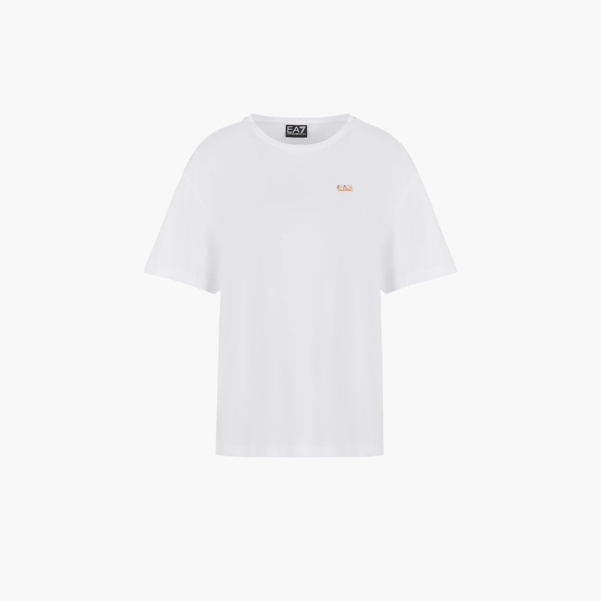 EA7 Relaxed Fit Cotton Crewneck T-Shirt With Metal Logo Plaque | LEVISONS