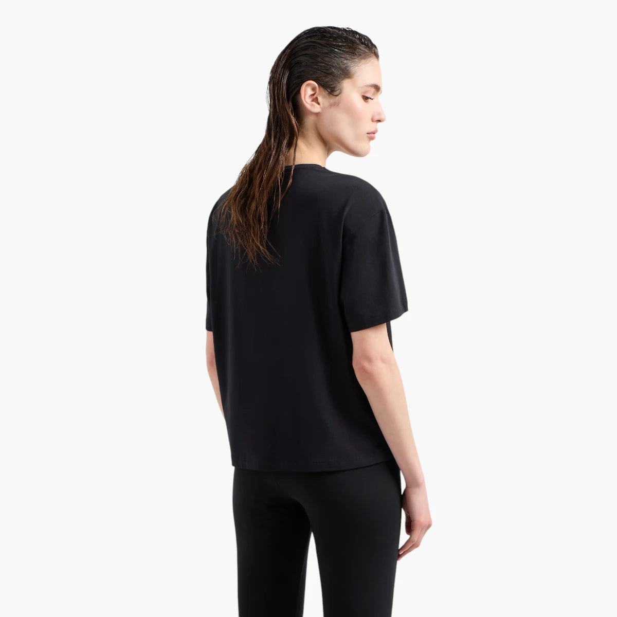 EA7 Regular Fit Crewneck T-Shirt With Sequence Stripes And Gold Logo Plaque | LEVISONS