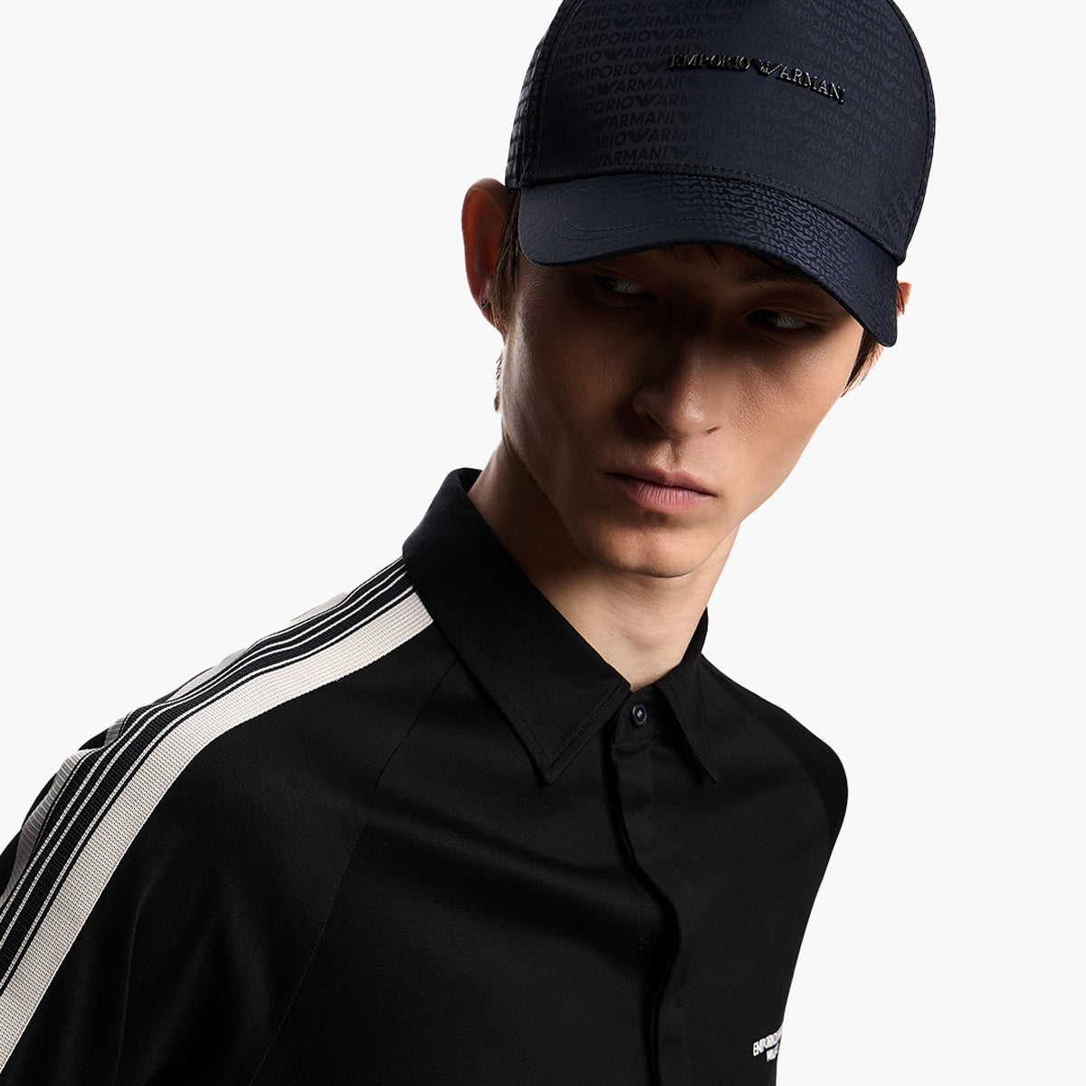 Emporio Armani All-Over Jacquard Logo Baseball Cap With Metal Plate Logo | LEVISONS