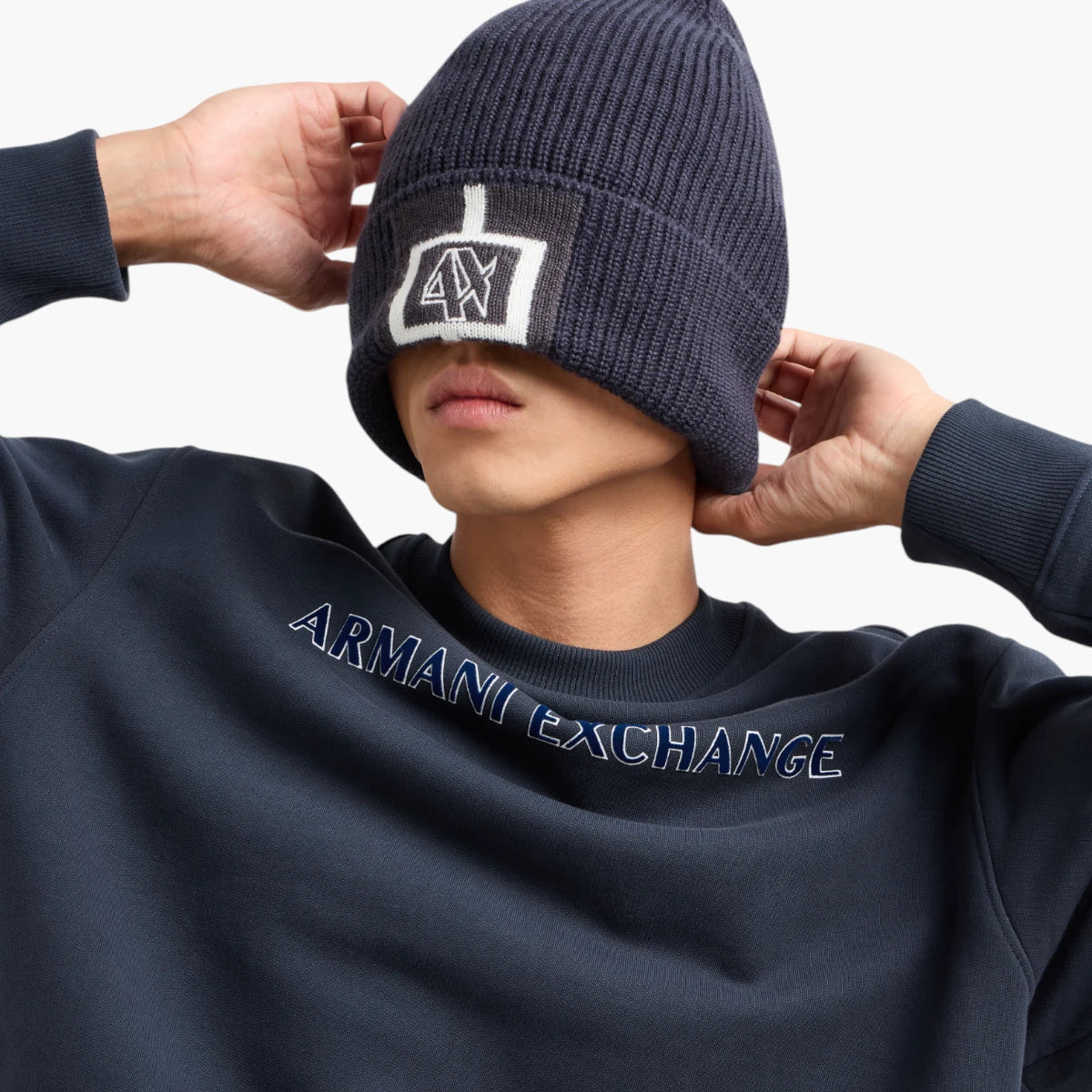 Armani Exchange Dropped Shoulder Retro Sports Cotton Crewneck Sweatshirt | LEVISONS