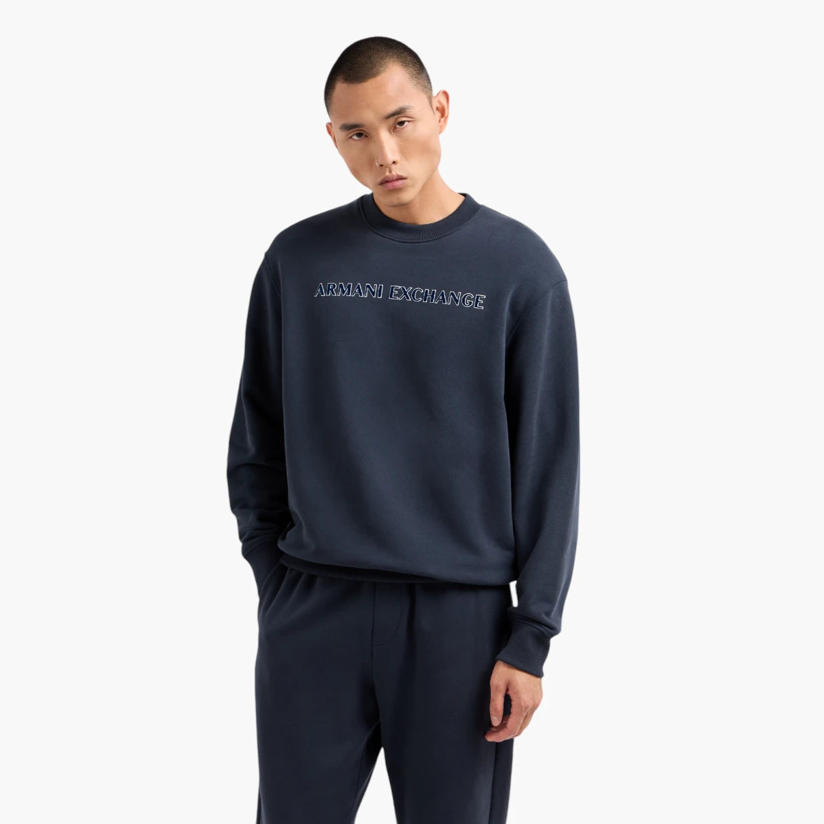 Armani Exchange Dropped Shoulder Retro Sports Cotton Crewneck Sweatshirt | LEVISONS