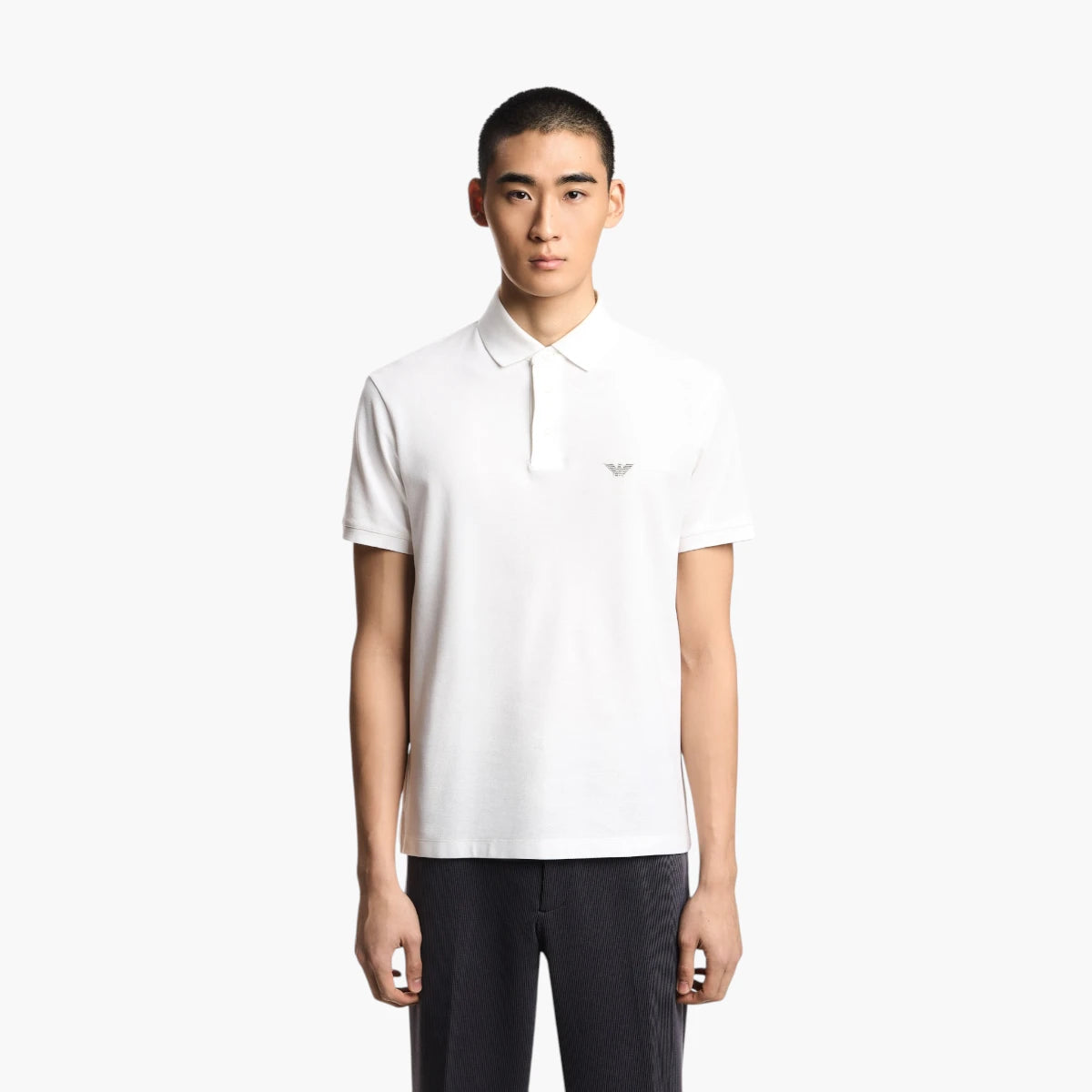 Emporio Armani Cotton Piqué Polo Shirt With Embroidered Eagle Logo | LEVISONS