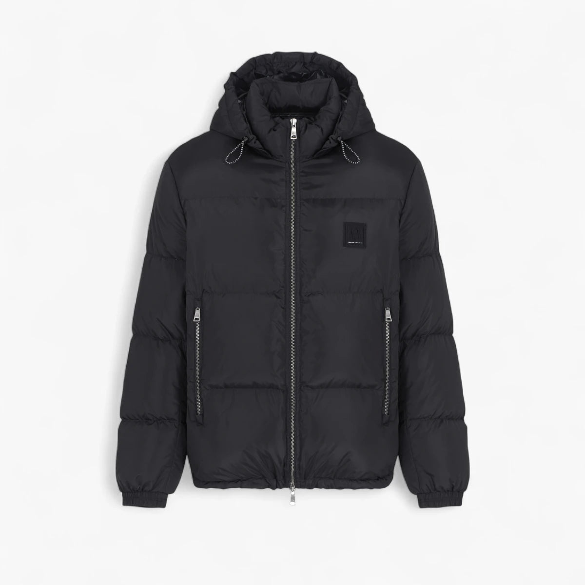 Armani Exchange Icon Zip-Up Down Jacket With A Hoodie And Monochromatic Logo Patch | LEVISONS