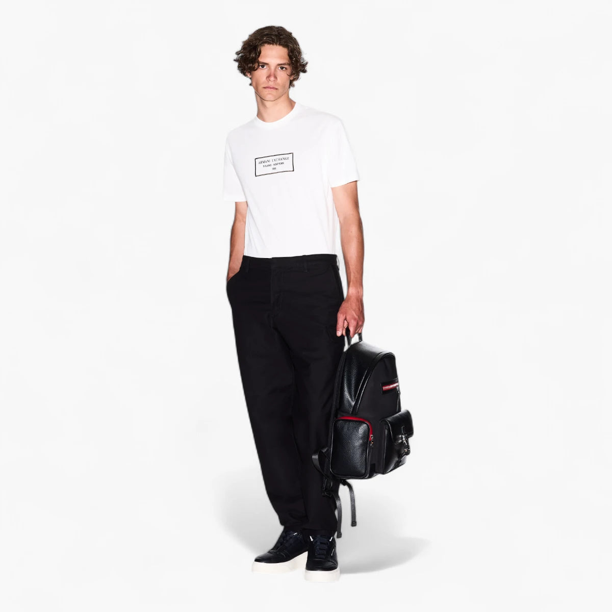 Armani Exchange Regular Fit Cotton Round Neck Milano New York T-Shirt | LEVISONS