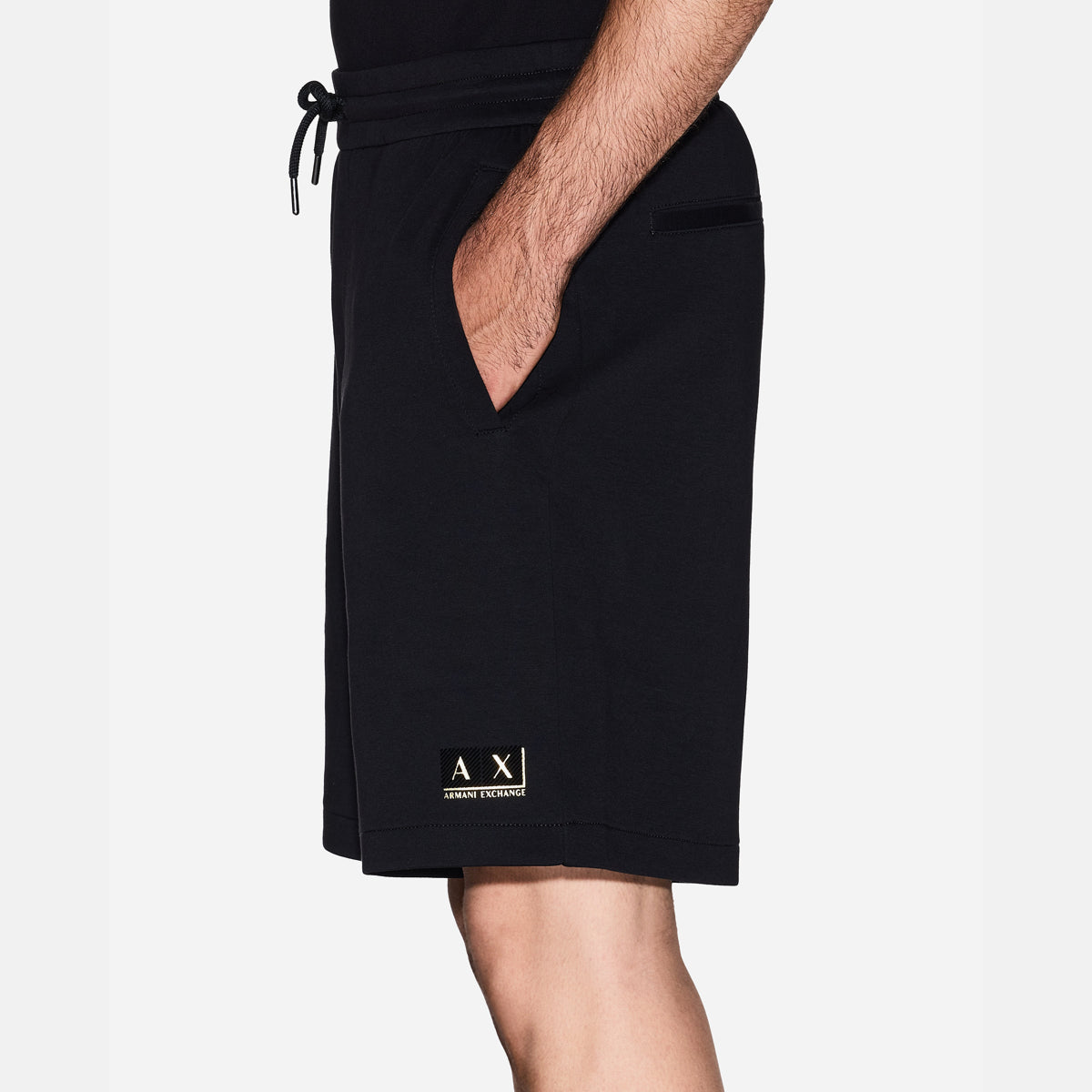 Armani Exchange Comfort Fit Knee Length Shorts With Gold Branding And A Drawstring Waistband | LEVISONS