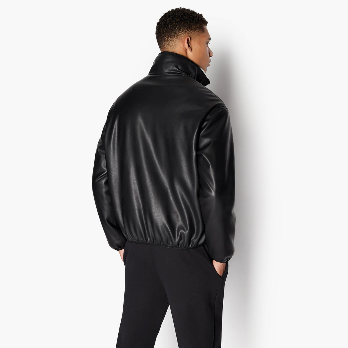 Armani Exchange Faux Leather Zip Up High Neck Jacket | LEVISONS