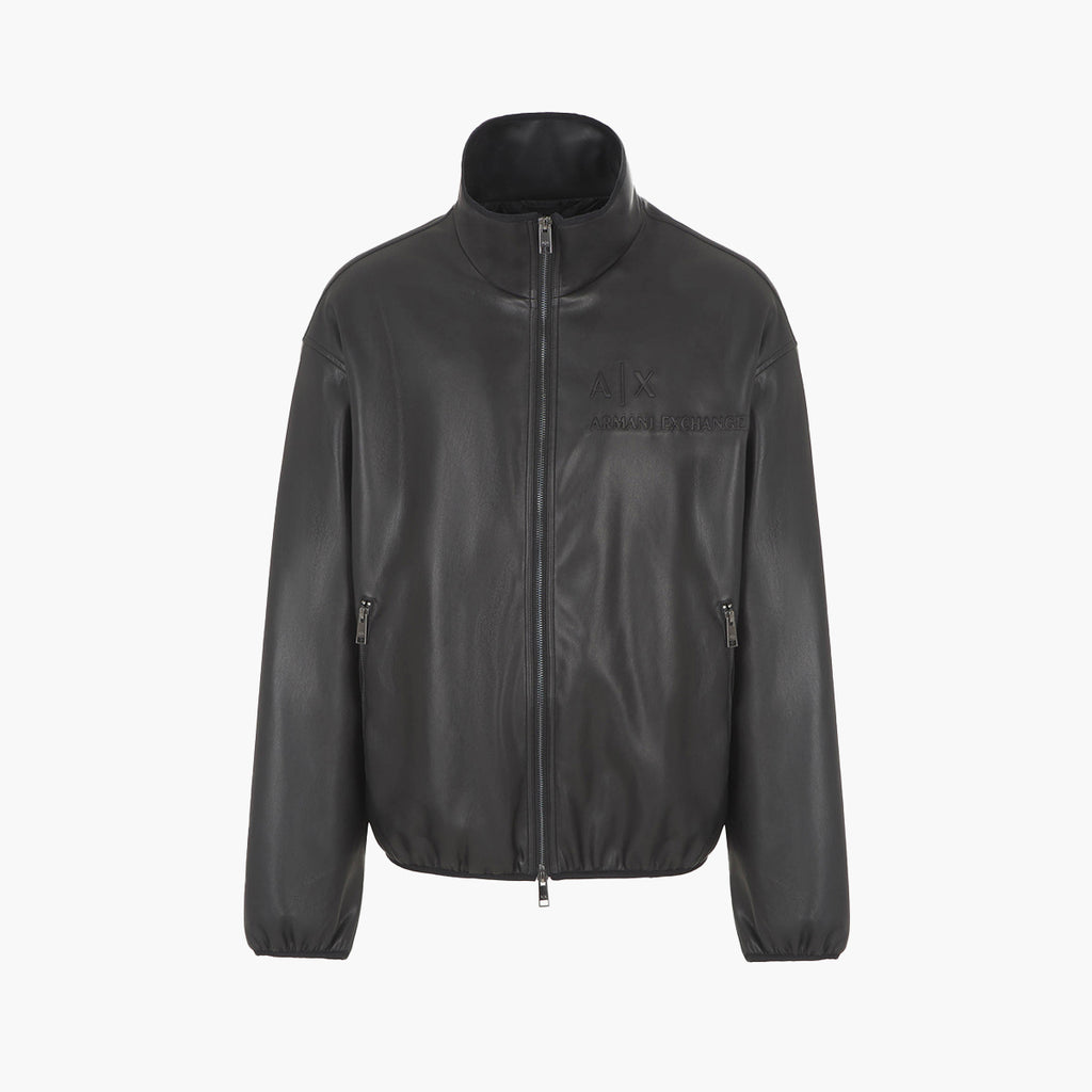 Faux Leather Zip Up High Neck Jacket – Levisons