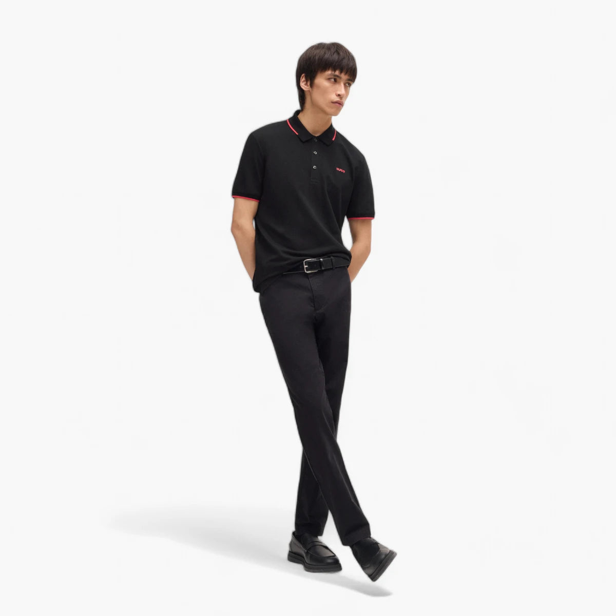 Hugo Red Stretch-Cotton Slim-Fit Polo Shirt With Printed Logo | LEVISONS
