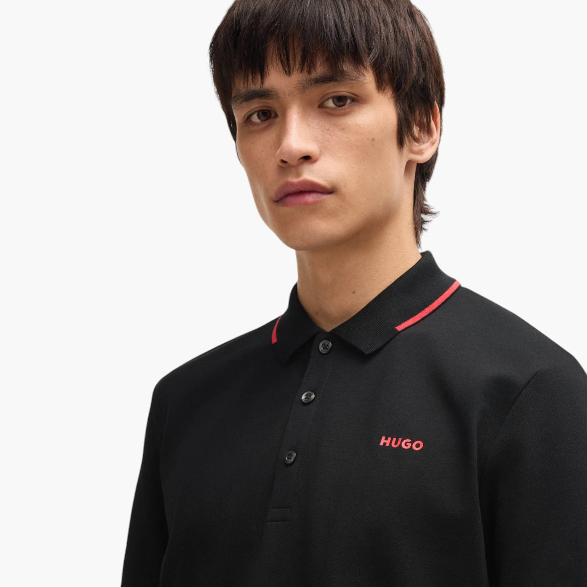 Hugo Red Stretch-Cotton Slim-Fit Polo Shirt With Printed Logo | LEVISONS