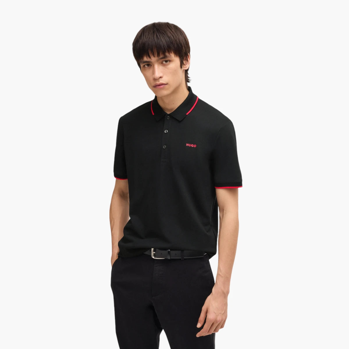 Hugo Red Stretch-Cotton Slim-Fit Polo Shirt With Printed Logo | LEVISONS