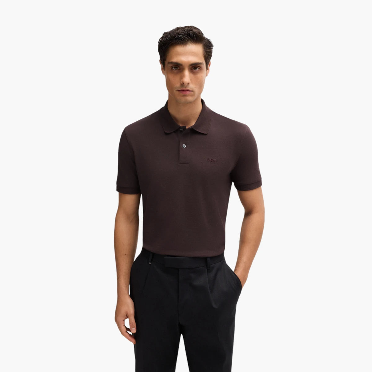 BOSS Black Pallas Cotton Polo Shirt With Embroidered Logo | LEVISONS