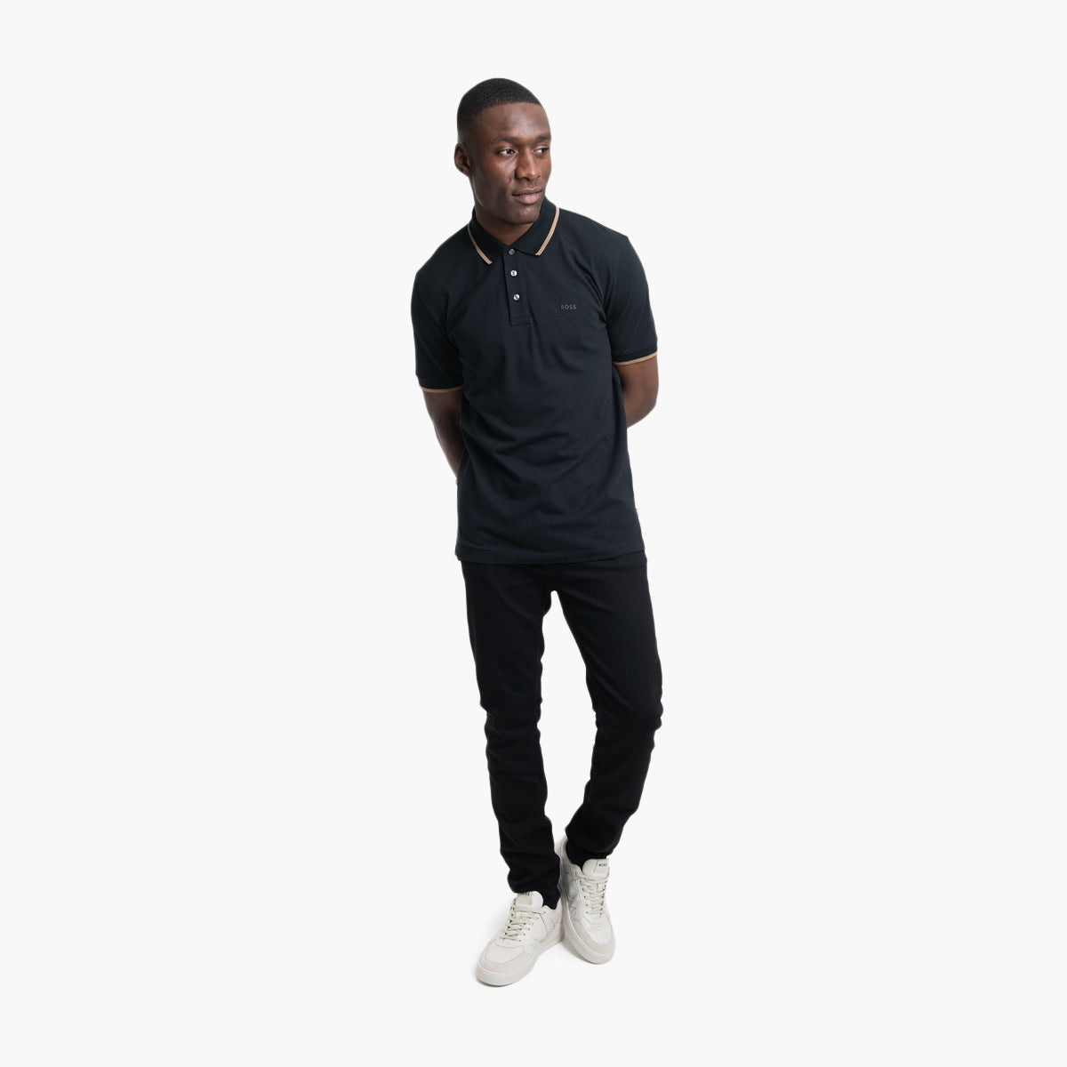 BOSS Black Cotton-Pique Polo Shirt With Logo Detail | LEVISONS