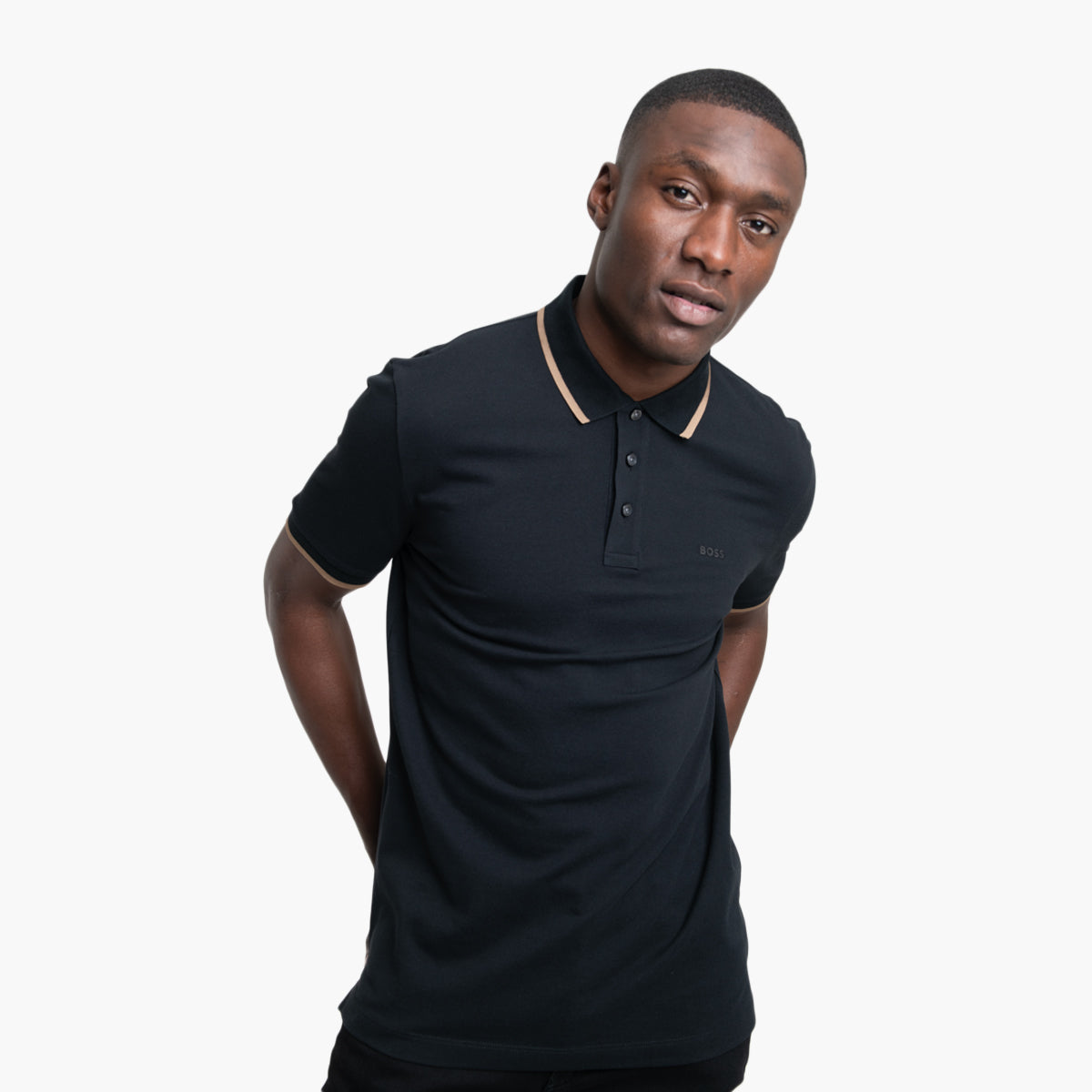 BOSS Black Cotton-Pique Polo Shirt With Logo Detail | LEVISONS