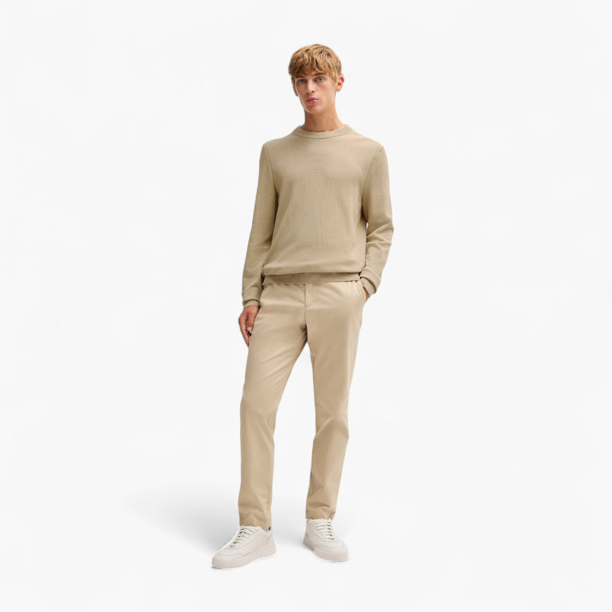 BOSS Black Micro-Structured Summer Weight Cotton Sweater | LEVISONS