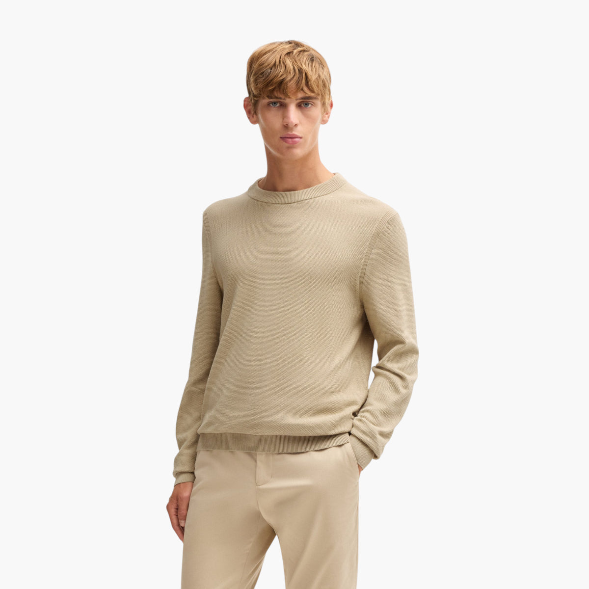 BOSS Black Micro-Structured Summer Weight Cotton Sweater | LEVISONS