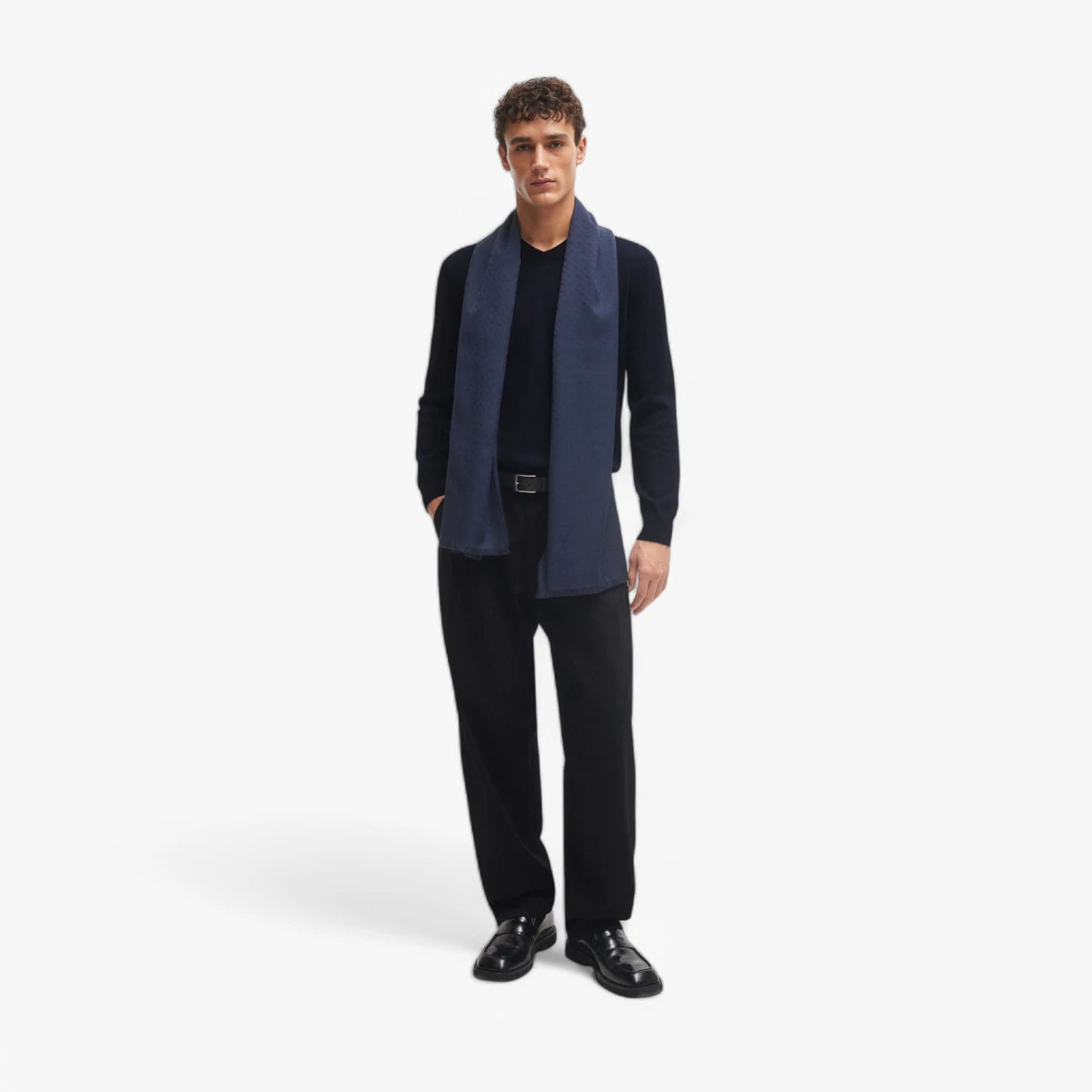Boss Black V-Neck Sweater In Pure Cotton With Embroidered Logo | LEVISONS