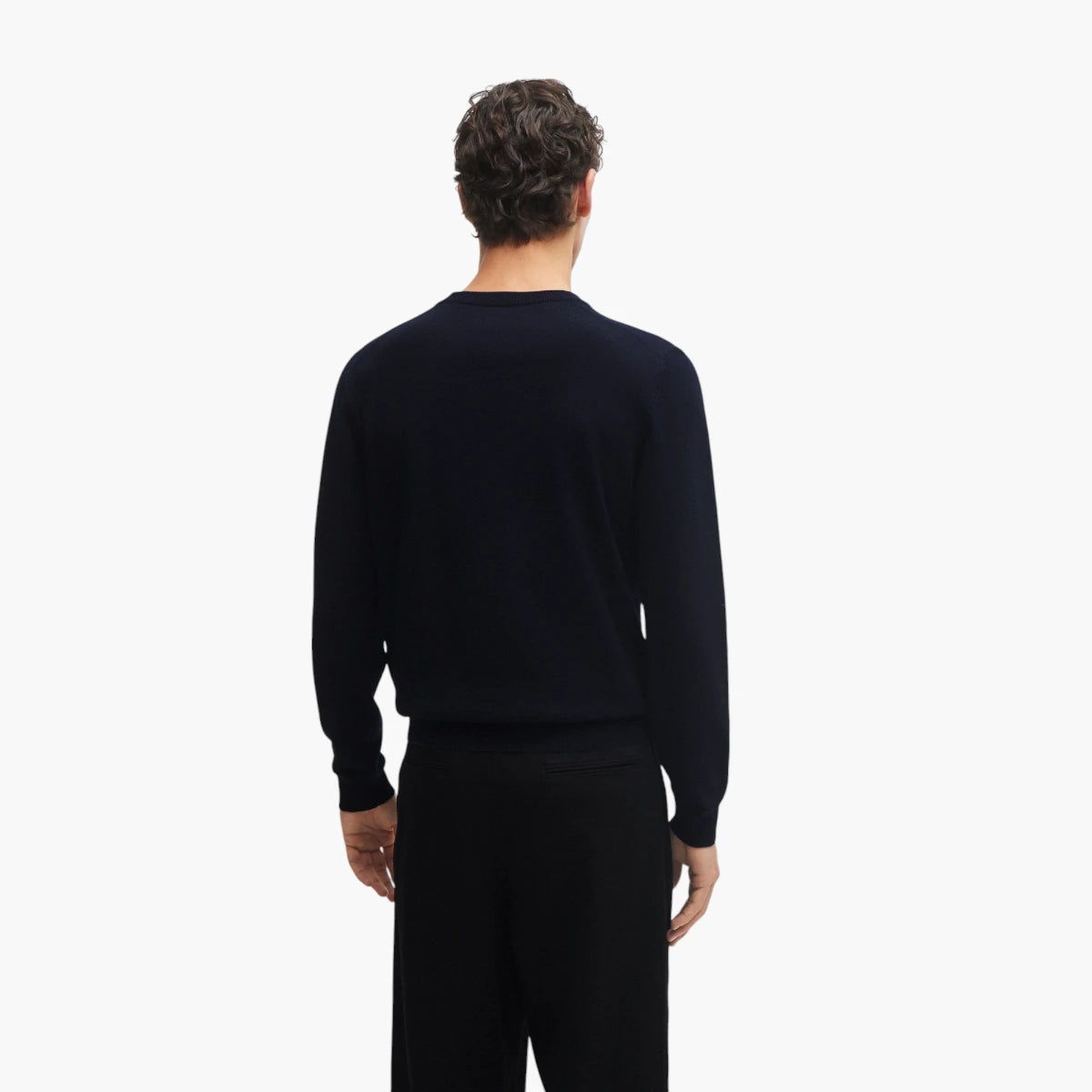 Boss Black V-Neck Sweater In Pure Cotton With Embroidered Logo | LEVISONS