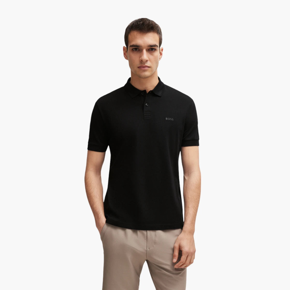 BOSS Green Cotton-Pique Polo Shirt | LEVISONS