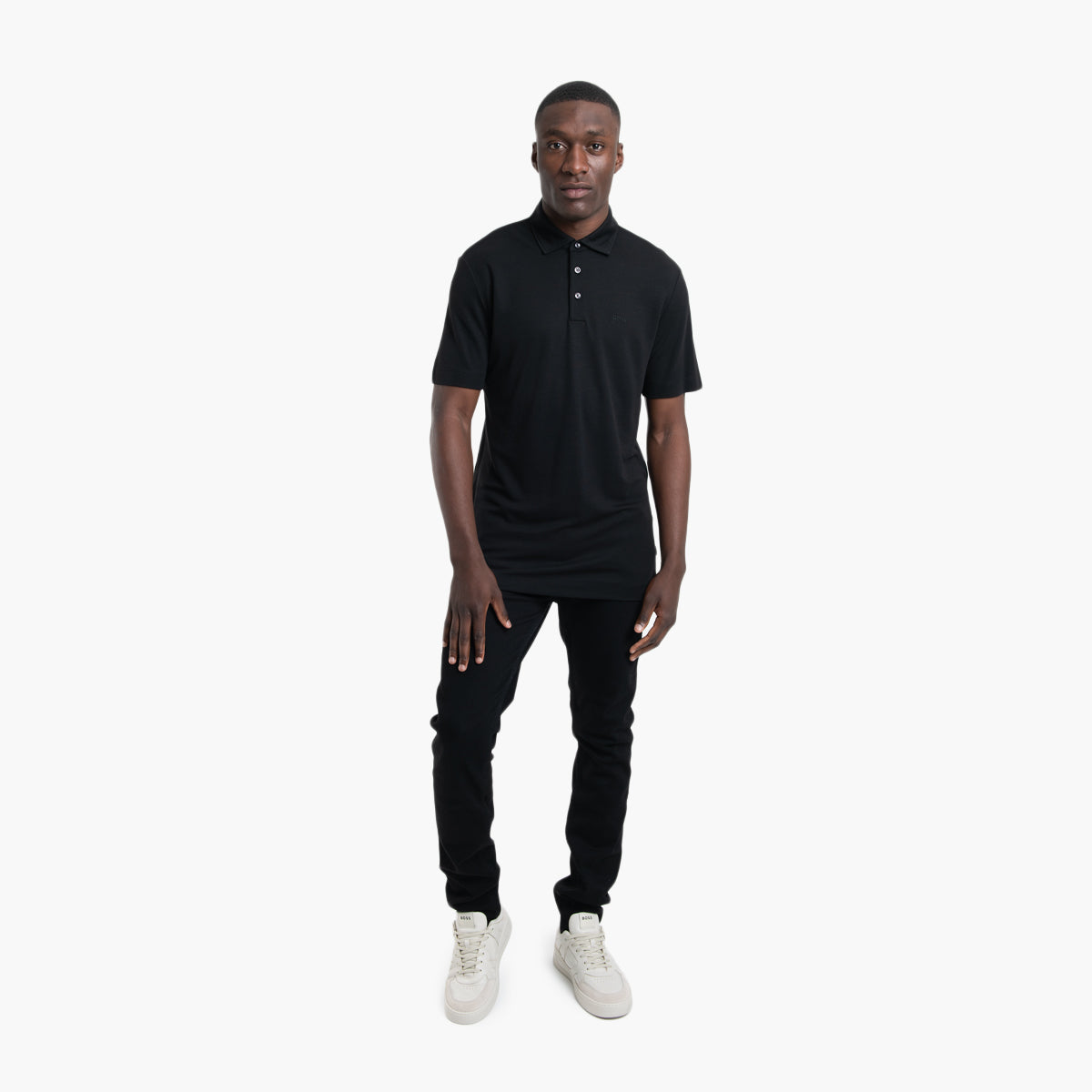 BOSS Black Cotton Polo Shirt With Logo-Print | LEVISONS