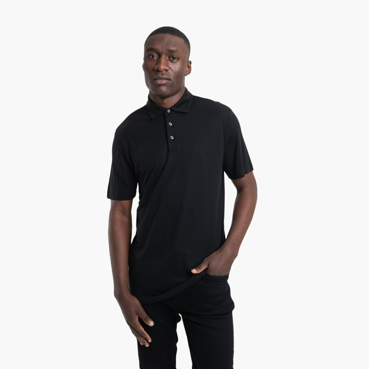 BOSS Black Cotton Polo Shirt With Logo-Print | LEVISONS