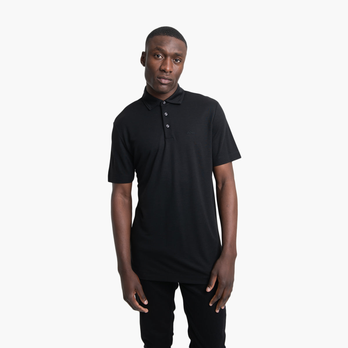 BOSS Black Cotton Polo Shirt With Logo-Print | LEVISONS