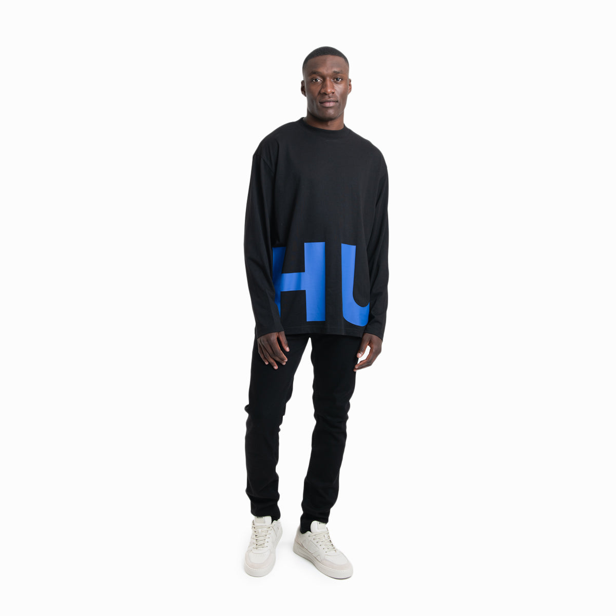 Hugo Blue Cotton-Jersey T-Shirt With Wrap-Around Logo | LEVISONS