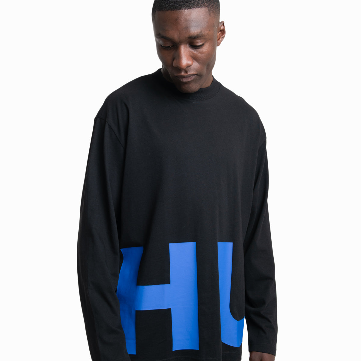 Hugo Blue Cotton-Jersey T-Shirt With Wrap-Around Logo | LEVISONS