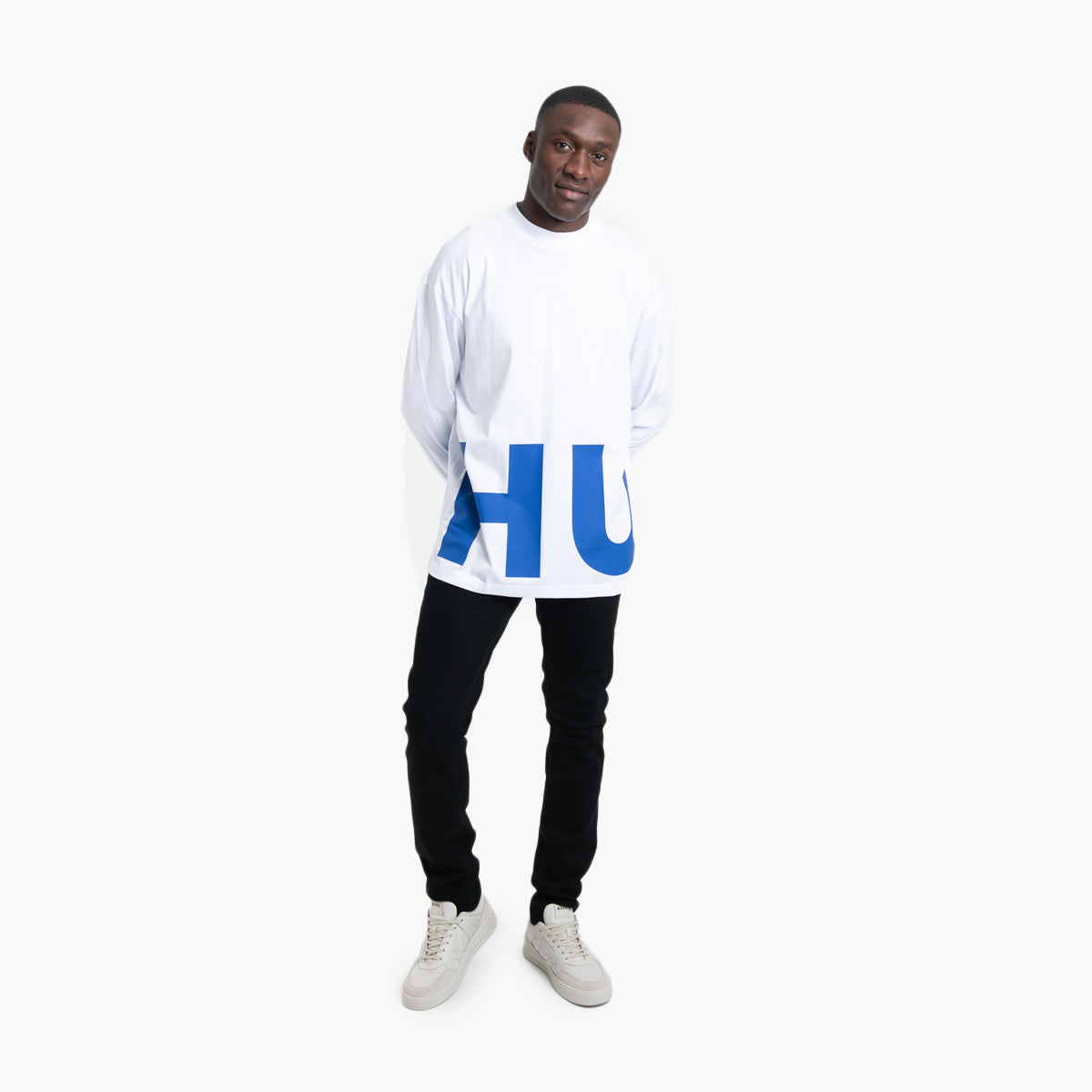 Hugo Blue Cotton-Jersey T-Shirt With Wrap-Around Logo | LEVISONS